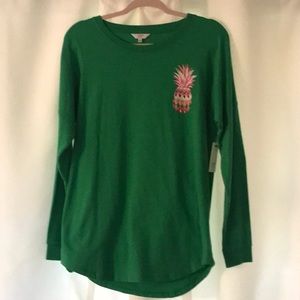Crown & Ivy LS Pineapple Tee